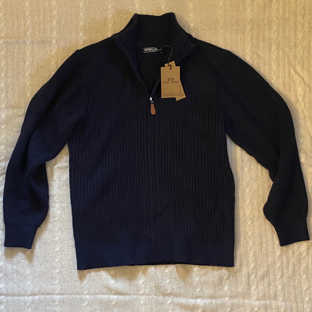 Paul Jones Dark Blue Full Zip-Up Sweater